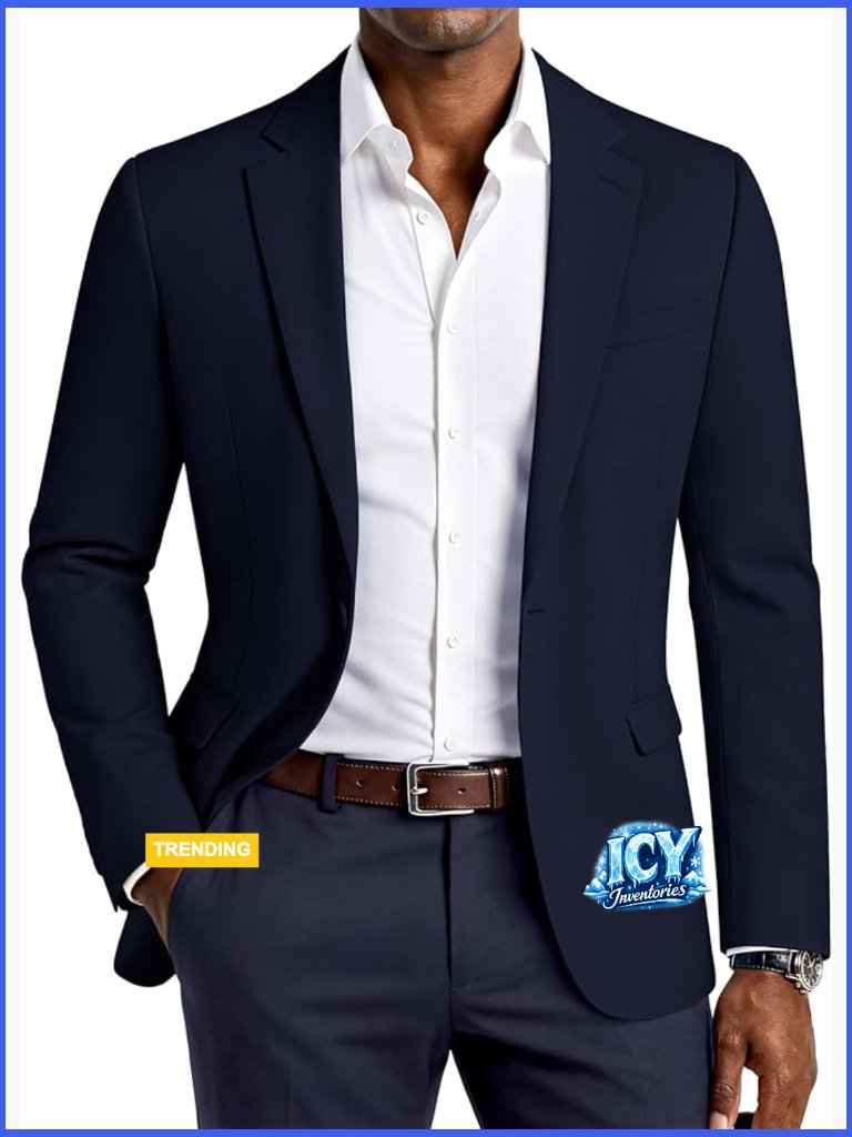 Lightweight Sport Coat Casual One Button Blazer Breathable Polyester Blend